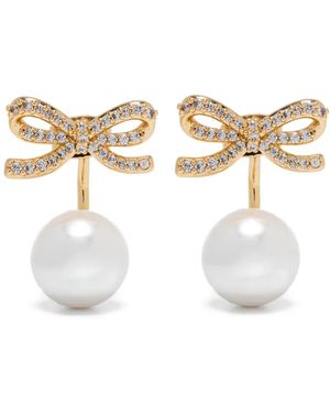 Self-Portrait Pearl Bow Earrings - White