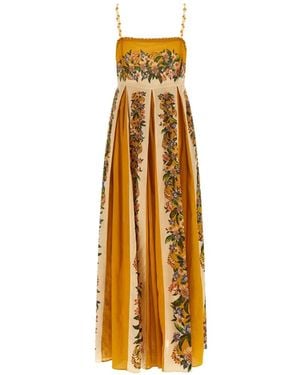 FARM Rio Sand Hilo Striped Floral-Print Maxi Dress - Metallic