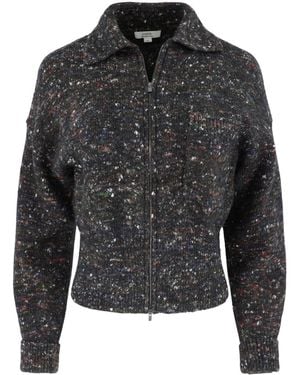 Vince Wool-Silk Blend Ribbed Jacket - Black