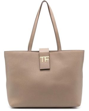 Tom Ford Borsa Tote Con Placca Logo - Neutro