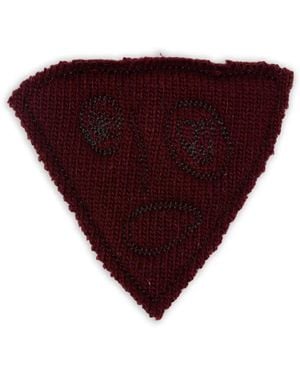 Plan C Triangular-Shaped Embroidered-Detail Brooch - Purple