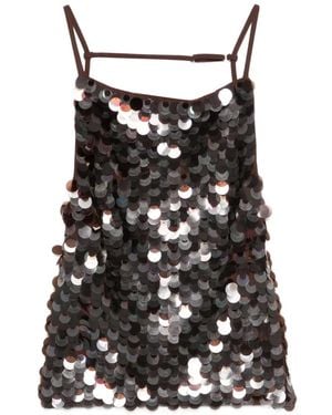 P.A.R.O.S.H. Sequin Straps Top - Black