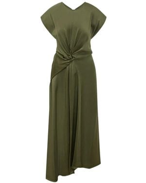Victoria Beckham Midi Aria Twist-Detail Dress - Green