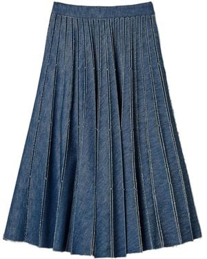 Twinset Jupe Plissée En Jean - Bleu