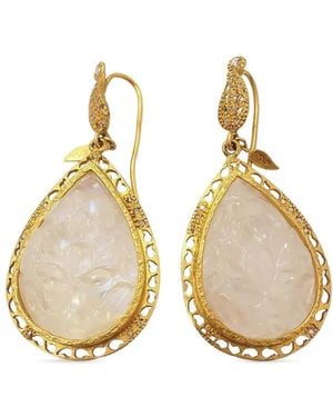 Coomi 20K Diamond And Moonstone Carved Antiquity Earrings - Natural