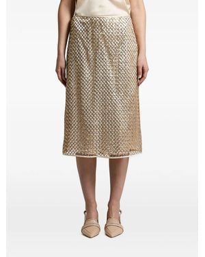 Peserico Sequin-Embellished Midi Skirt - Natural
