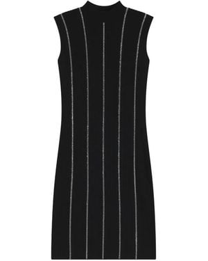 HUGO Rhinestone Embellished Ribbed Mini Dress - Black