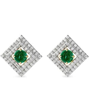 House of Meraki 18K Victoria Emerald And Diamonds Earrings - Green