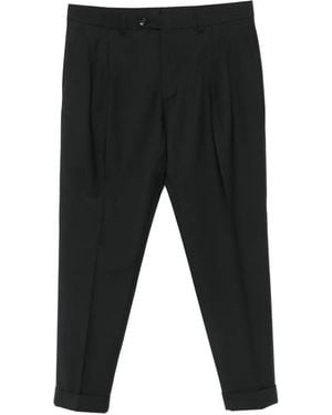 BE ABLE Pleated Turn-Up Trousers - Black