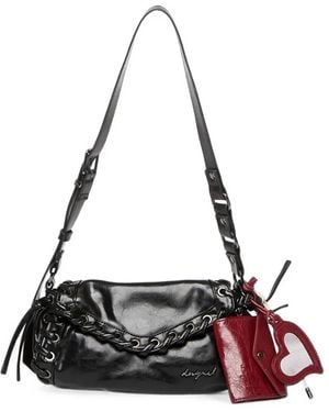 Desigual Galaxy Lace-Up Logo-Plaque Shoulder Bag - Black