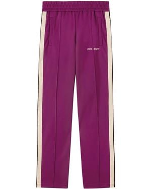 Palm Angels Contrast Band Sweatpants With Track In - Purple