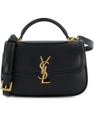 Saint Laurent Cassandre Calf Leather Shoulder Bag - Black