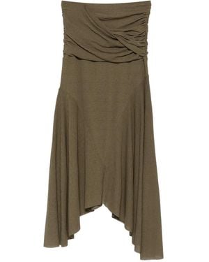 Ganni Ruched Asymmetric-Hem Asymmetric Skirt - Green