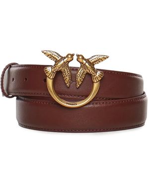 Pinko Love Birds Leather Belt - Brown
