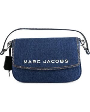 Marc Jacobs Logo-Print Top-Stitch Shoulder Bag - Blue