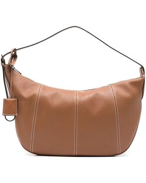 Lancel Contrast-Stitch Leather Shoulder Bag - Brown
