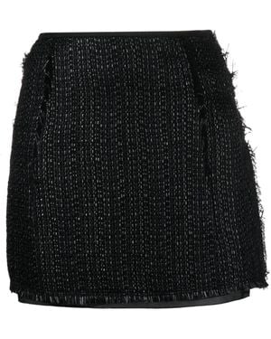 Lanvin Metallic Tweed A-Line Miniskirt - Black