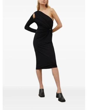 Herskind One-Shoulder Twist-Detail Midi Dress - Black