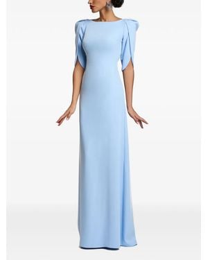 Cristallini Blanca Short-Sleeve Maxi Dress - Blue