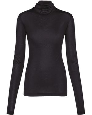 Ferragamo V-Back Silk-Blend Top - Black