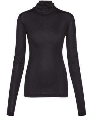 Ferragamo V-Back Silk-Blend Top - Black