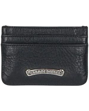 Chrome Hearts Scroll Logo Leather Card Holder - Black