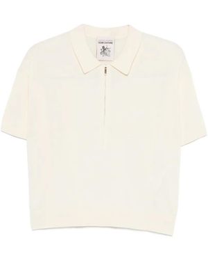 Semicouture Half-Zip Polo Top - White