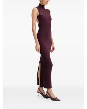 Patrizia Pepe Open-Back Ribbed Midi Dress - Purple