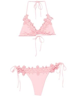 Mazzei Embroidered-Trim Bikini - Pink