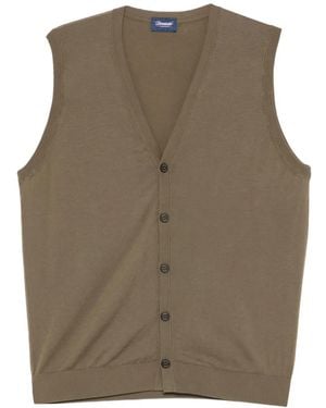 Drumohr Button V-Neck Vest - Brown