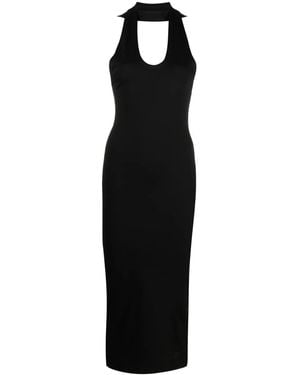 MM6 by Maison Margiela Crisscross Halterneck Midi Dress - Black