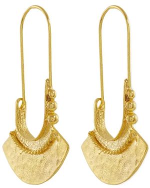 Ottoman Hands Selma Hammered Drop Earrings - Metallic