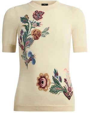 Etro Jacquard Crew-Neck T-Shirt - Natural