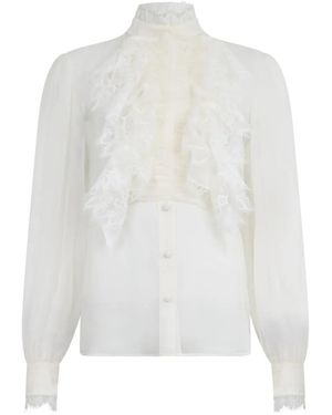 Alberta Ferretti Gerüschtes T-Shirt Mit Spitzenbesatz - Weiß