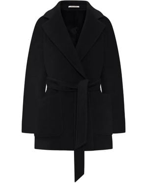 Tagliatore Belted Wool Coat - Black
