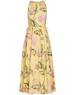 Oscar de la Renta Pleated Midi Dress - Metallic