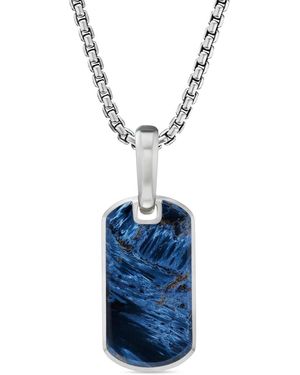 David Yurman Chevron タグ 21mm スターリングシルバー - ブルー