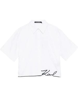 KARL LAGERFELD Signature-Hem Shirt - White