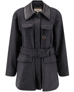Chloé Embroidered Wool Coat - Black