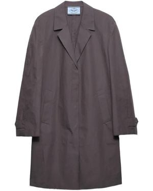 Prada Manteau À Simple Boutonnage En Popeline - Grey