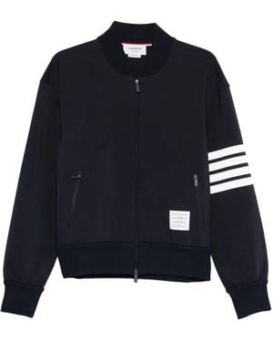 Thom Browne Reflective 4-Bar Bomber Jacker - Blue