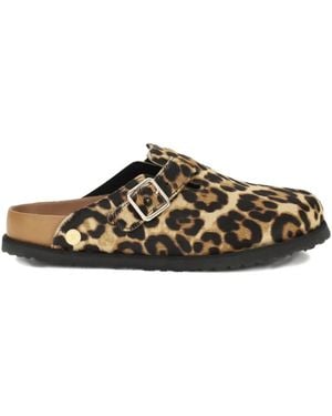 Birkenstock Leopard Buckle Mules - Brown