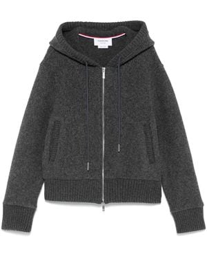Thom Browne Zip-Up Wool Hoodie - Black