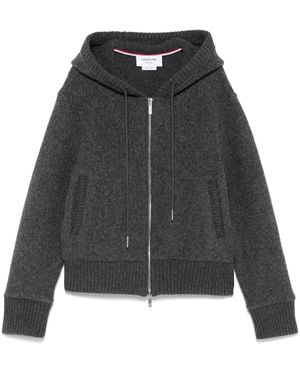 Thom Browne Zip-Up Wool Hoodie - Black