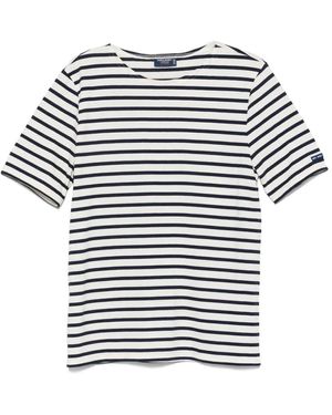 Saint James T-Shirt Rayé À Col Rond - Blanc