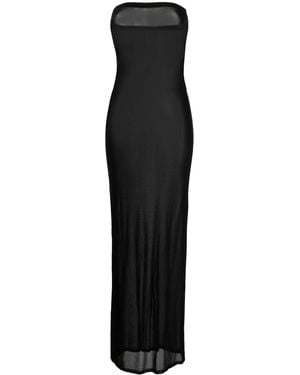 Saint Laurent Semi-Sheer Strapless Dress - Black