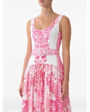 CAMILLA Belted Floral-Print Midi Dress - Pink