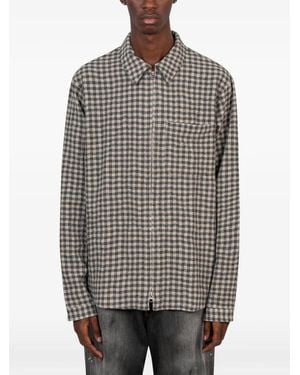 Another Aspect Camicia 1.0 A Quadri Con Zip - Grigio