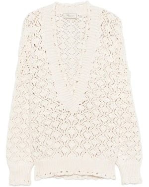 Blumarine V-Neck Sweater - White
