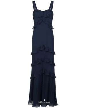 Saloni Chandra Ruffled Maxi Dress - Blue